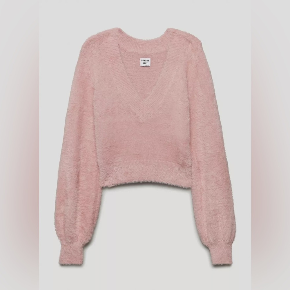 Aritzia Sunday Best Kitten V-Neck Sweater 2XS Pink
